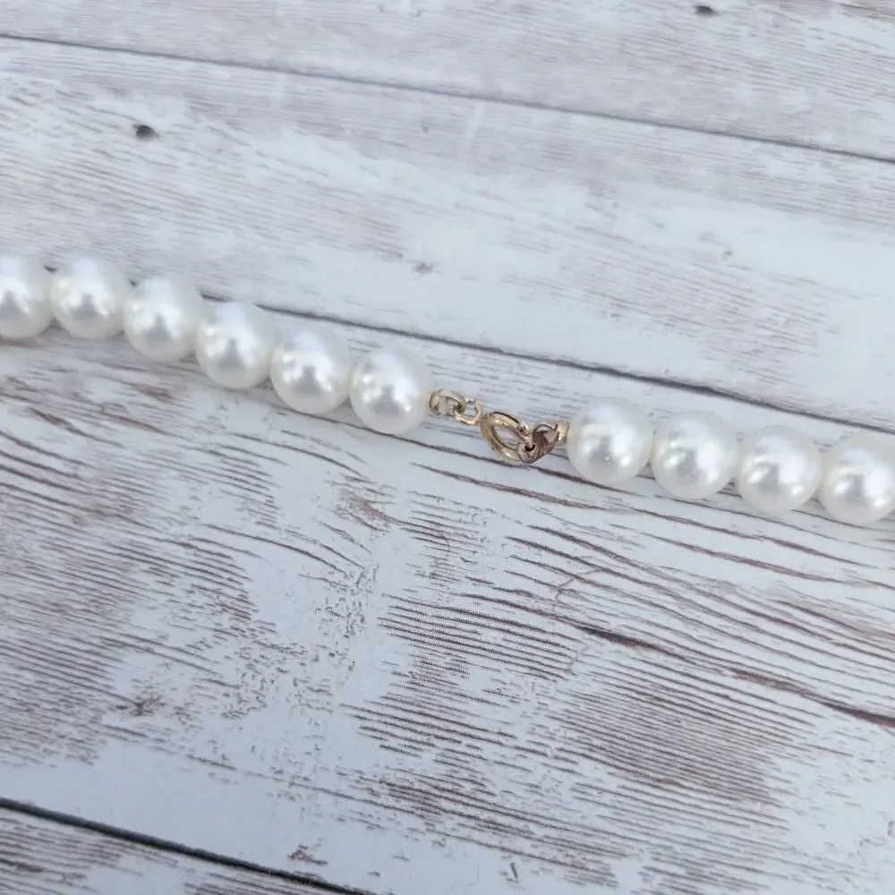 Vintage Necklace Long Faux Pearl with Black & Gold Tone/Silver Tone Accents